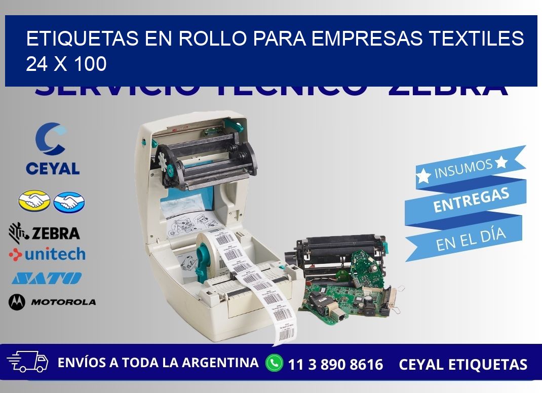 ETIQUETAS EN ROLLO PARA EMPRESAS TEXTILES  24 x 100