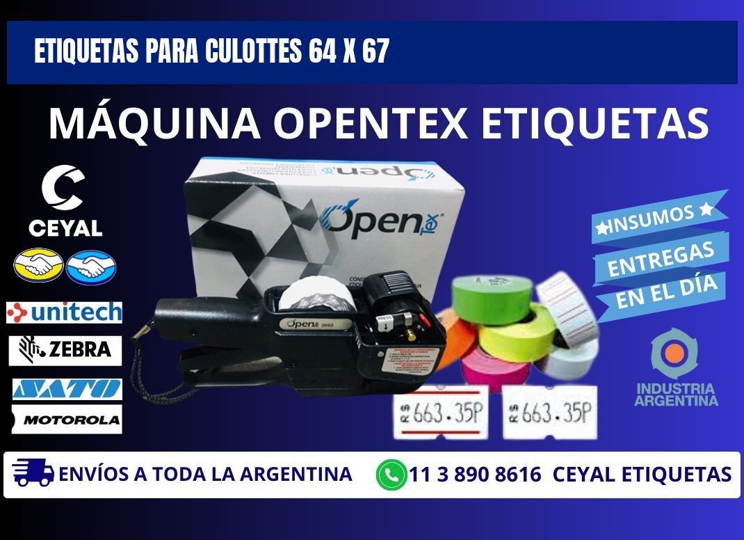 ETIQUETAS PARA CULOTTES 64 x 67