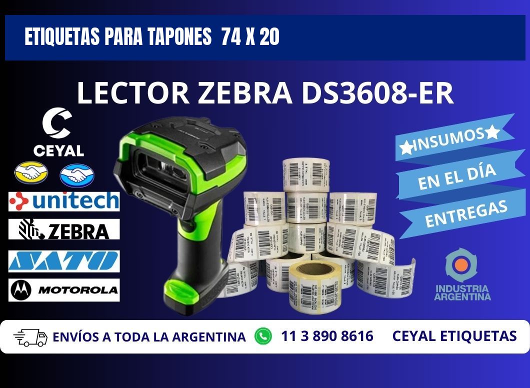 ETIQUETAS PARA TAPONES  74 x 20