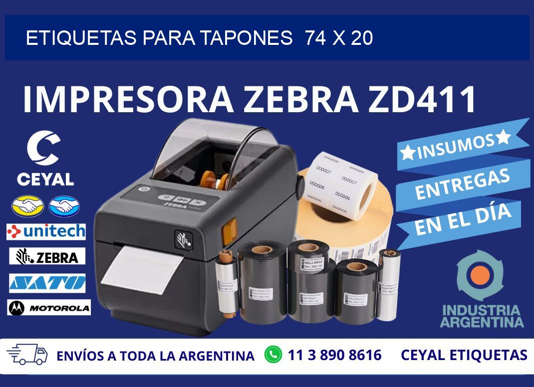 ETIQUETAS PARA TAPONES  74 x 20