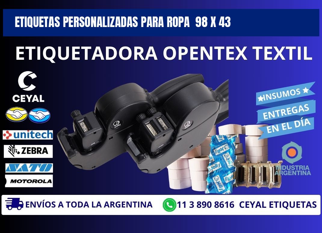 ETIQUETAS PERSONALIZADAS PARA ROPA  98 x 43