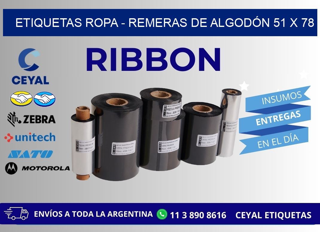 ETIQUETAS ROPA - REMERAS DE ALGODÓN 51 x 78