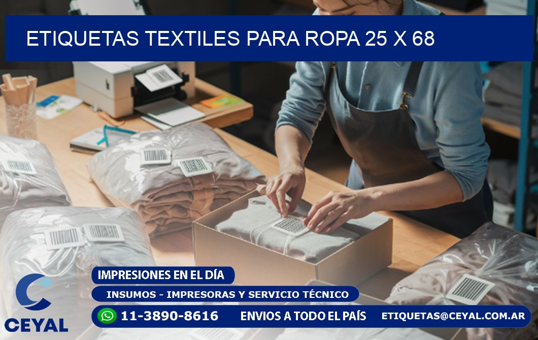 ETIQUETAS TEXTILES PARA ROPA 25 x 68