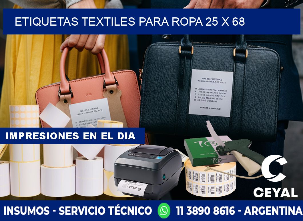 ETIQUETAS TEXTILES PARA ROPA 25 x 68