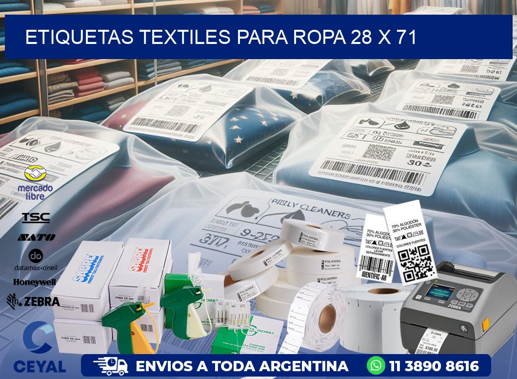 ETIQUETAS TEXTILES PARA ROPA 28 x 71