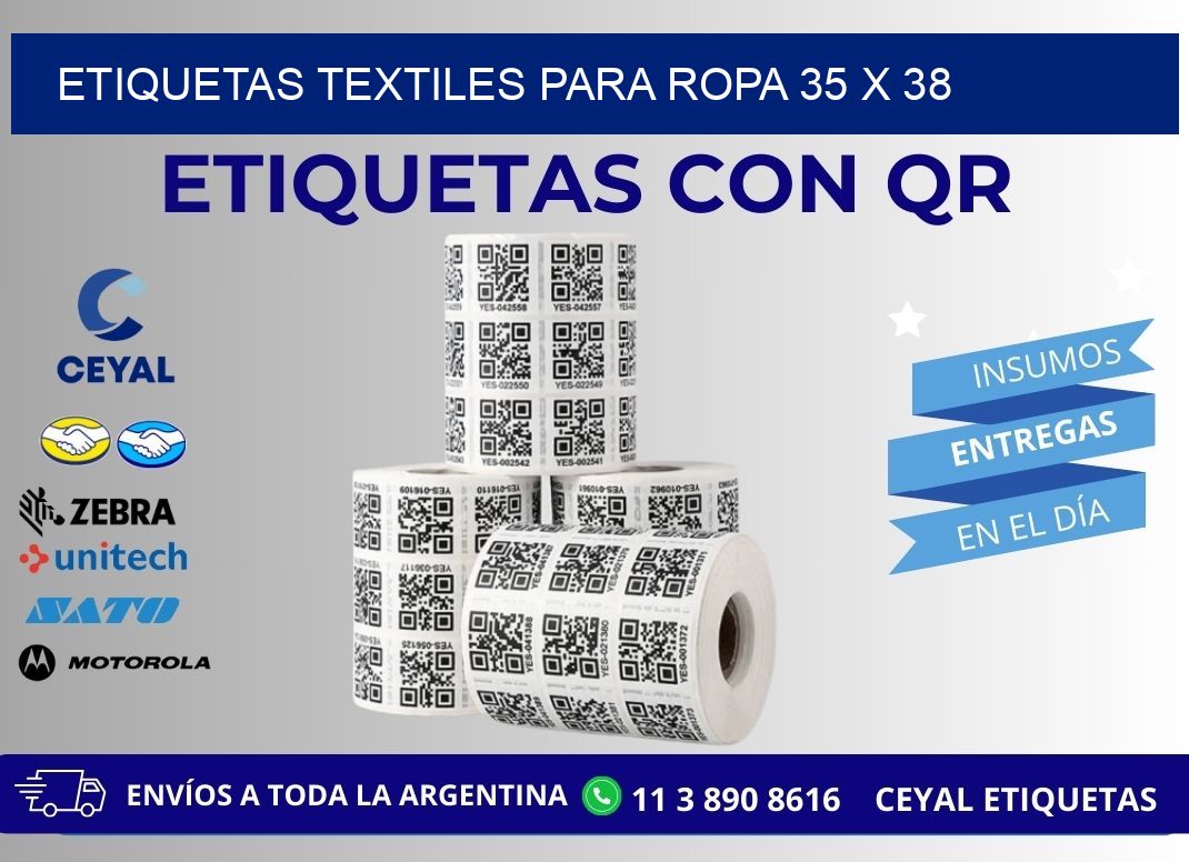 ETIQUETAS TEXTILES PARA ROPA 35 x 38