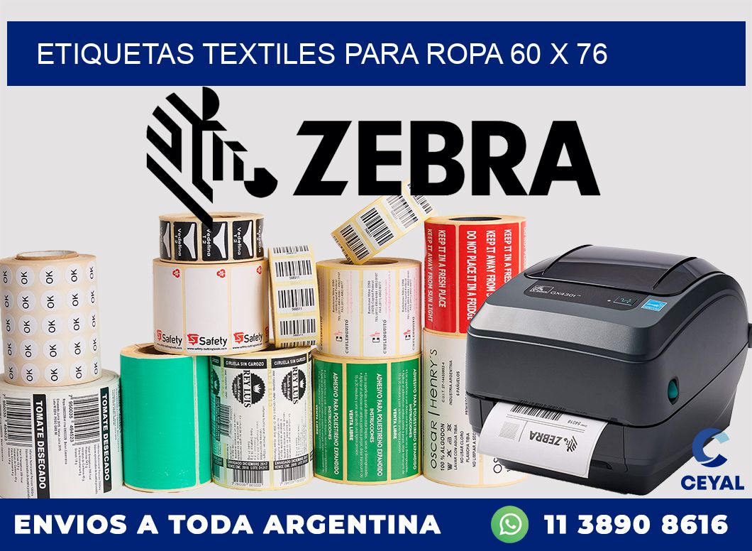 ETIQUETAS TEXTILES PARA ROPA 60 x 76