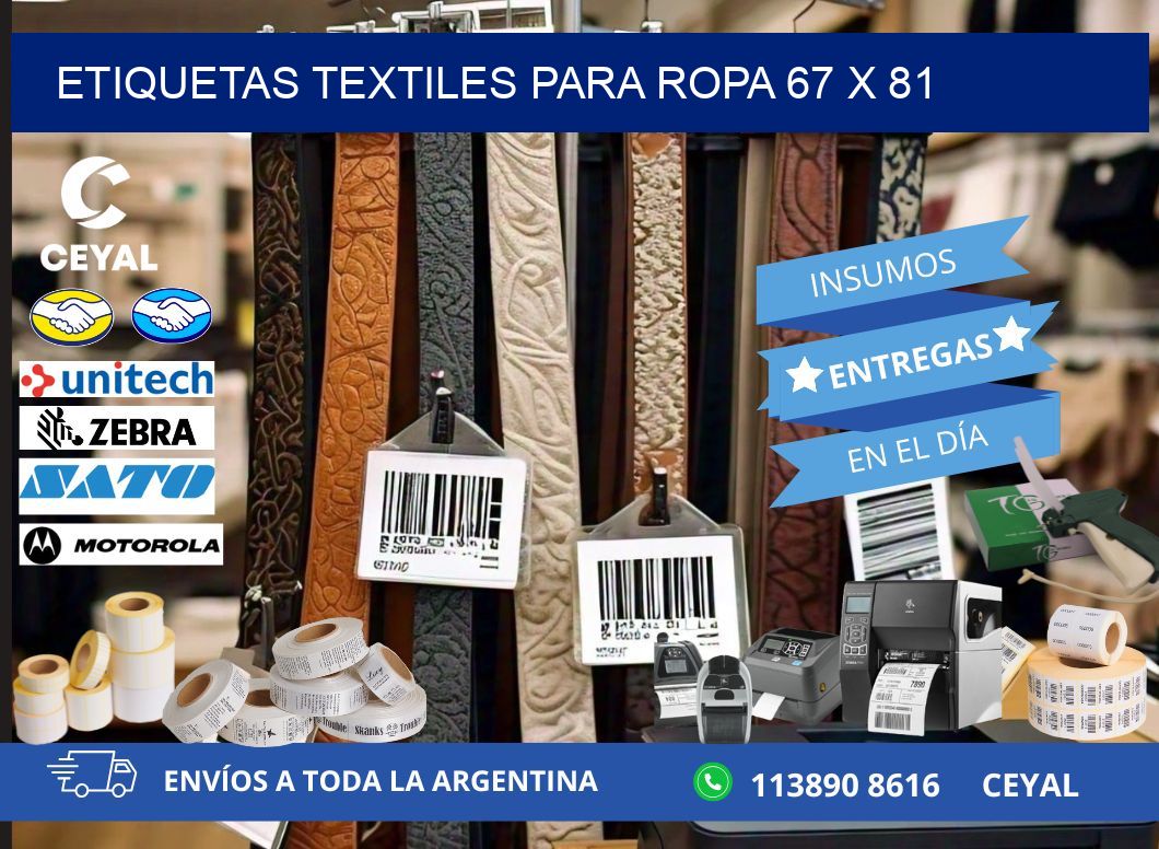 ETIQUETAS TEXTILES PARA ROPA 67 x 81