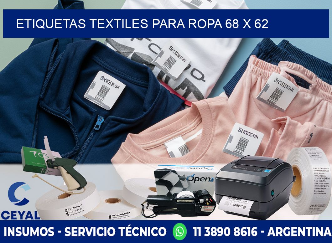 ETIQUETAS TEXTILES PARA ROPA 68 x 62