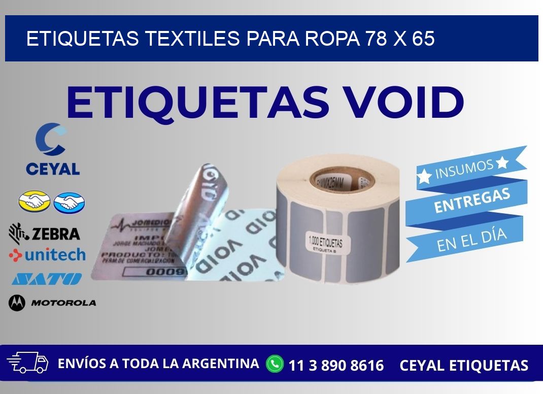 ETIQUETAS TEXTILES PARA ROPA 78 x 65