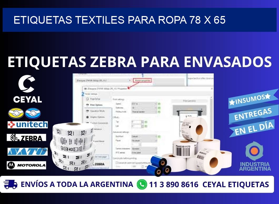 ETIQUETAS TEXTILES PARA ROPA 78 x 65