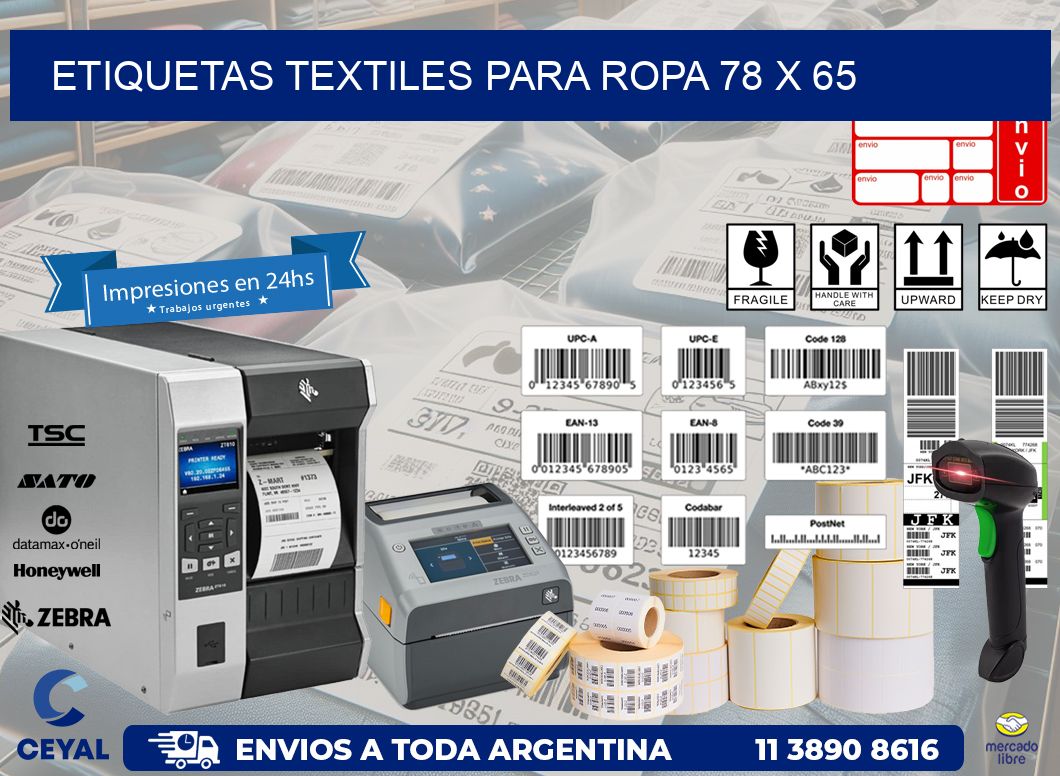 ETIQUETAS TEXTILES PARA ROPA 78 x 65