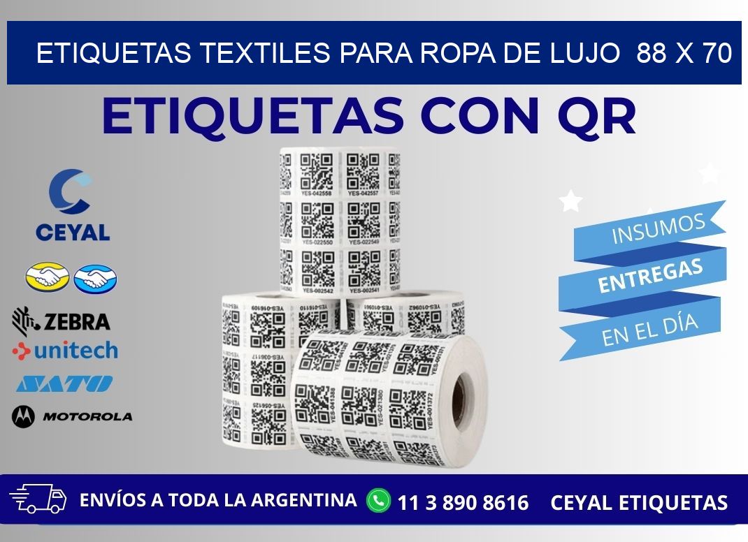 ETIQUETAS TEXTILES PARA ROPA DE LUJO  88 x 70