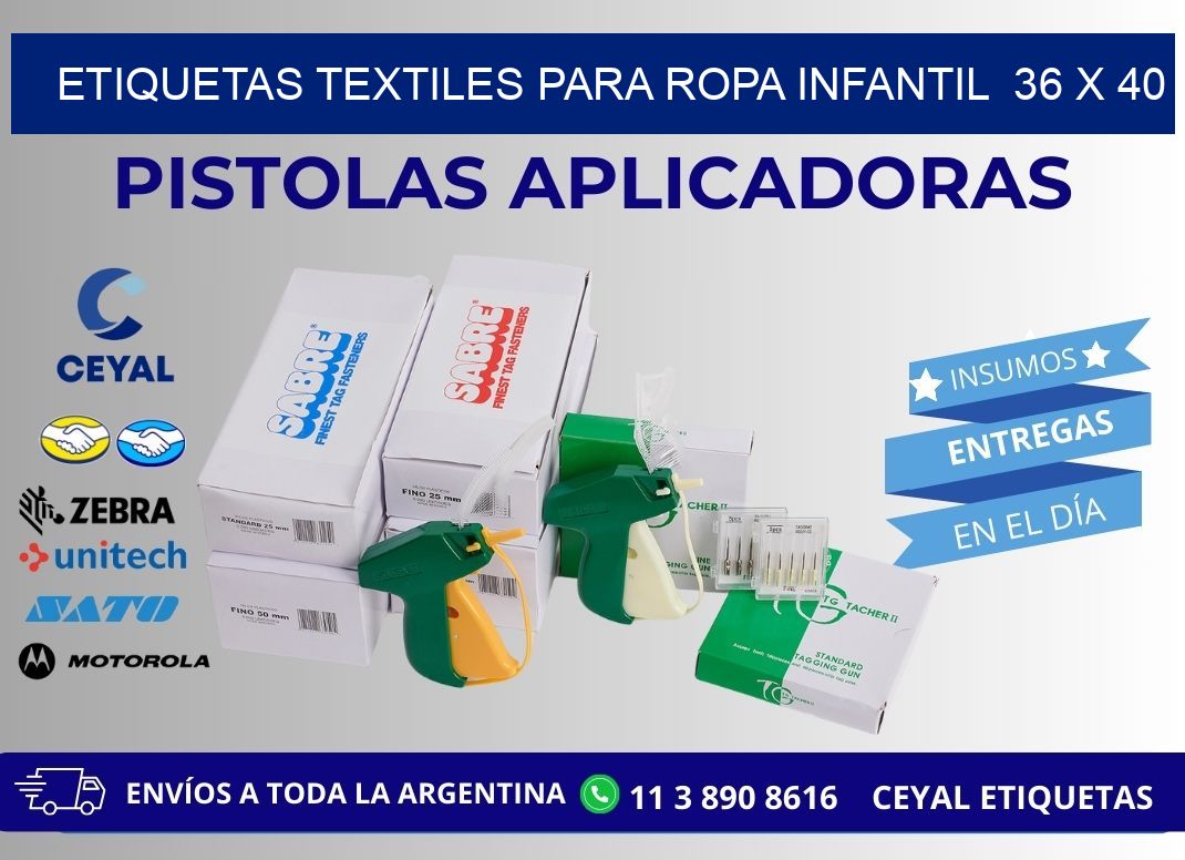 ETIQUETAS TEXTILES PARA ROPA INFANTIL  36 x 40