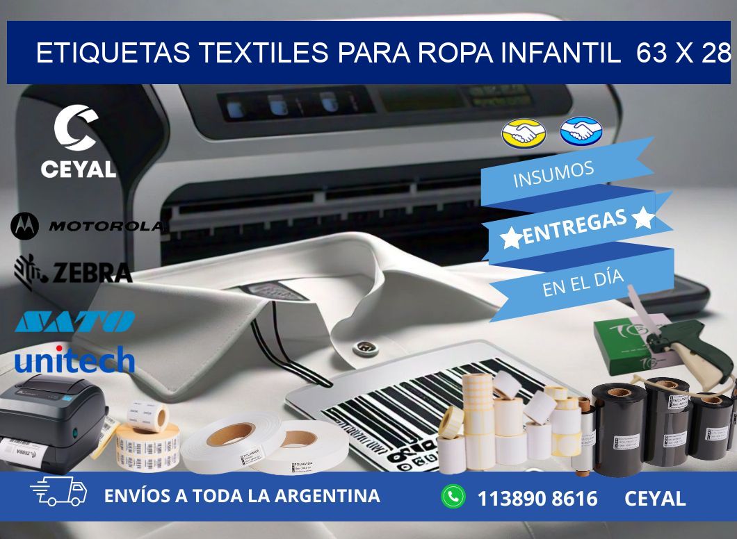 ETIQUETAS TEXTILES PARA ROPA INFANTIL  63 x 28