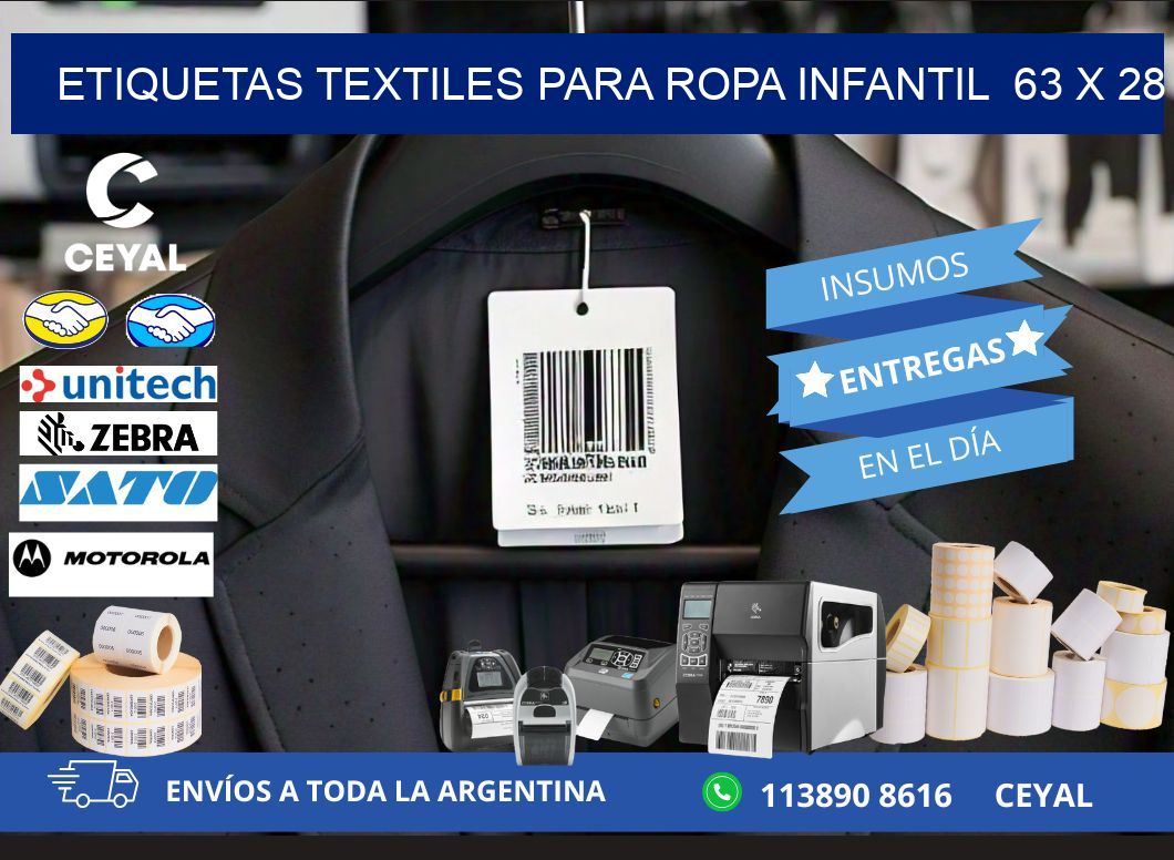 ETIQUETAS TEXTILES PARA ROPA INFANTIL  63 x 28