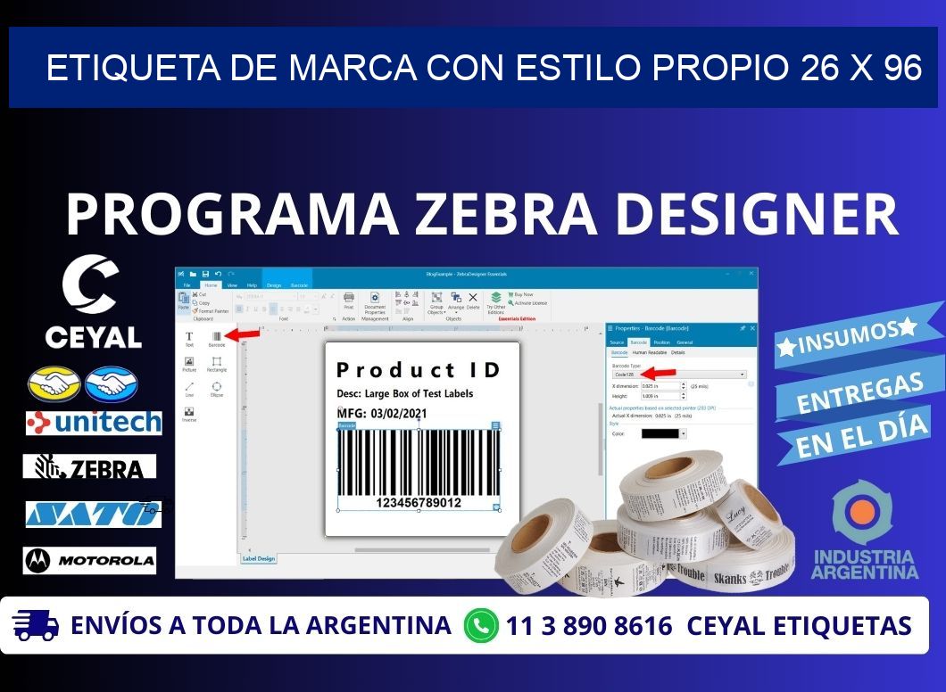 Etiqueta de Marca con Estilo Propio 26 x 96