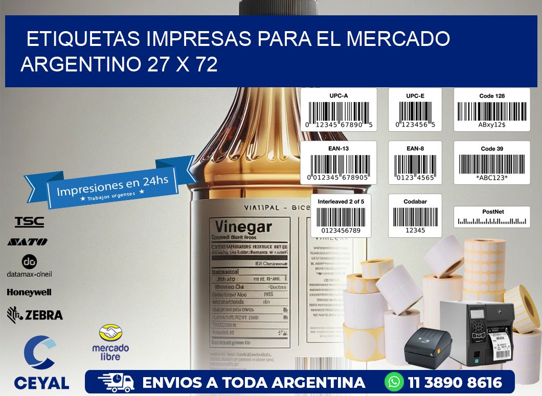 Etiquetas Impresas para el Mercado Argentino 27 x 72