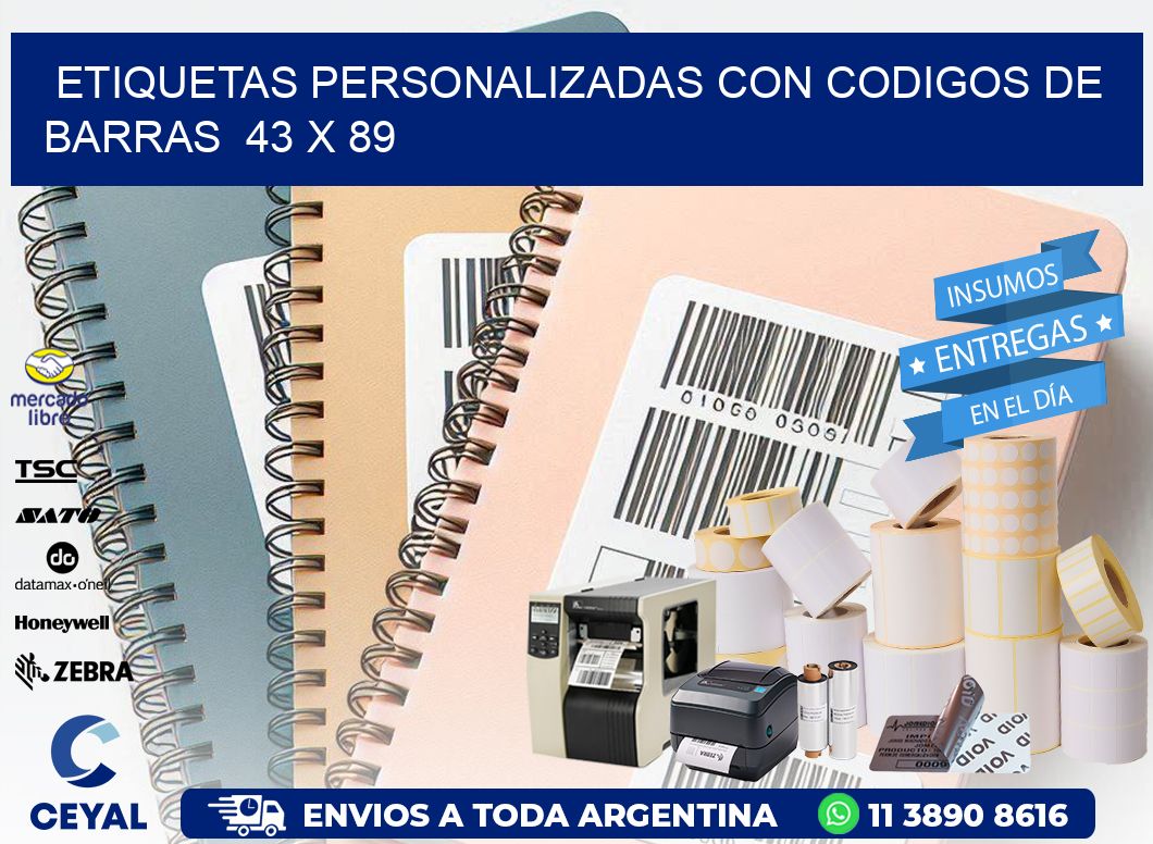 Etiquetas Personalizadas con Codigos de Barras  43 x 89