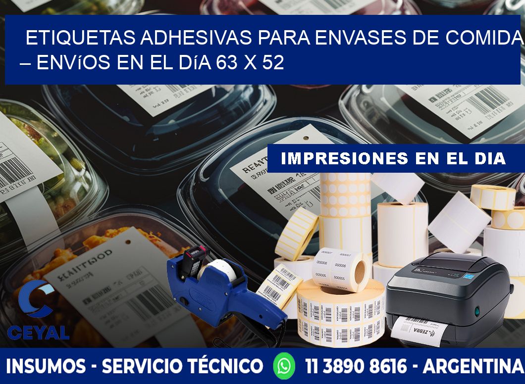 Etiquetas adhesivas para envases de comida – Envíos en el día 63 x 52