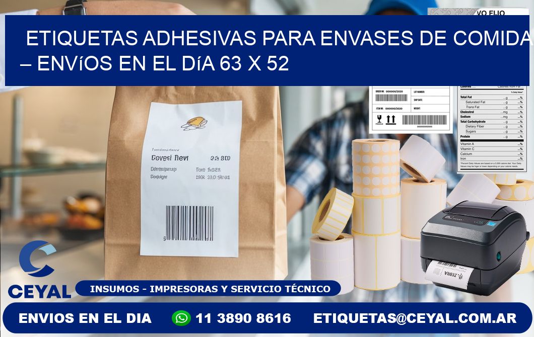 Etiquetas adhesivas para envases de comida – Envíos en el día 63 x 52