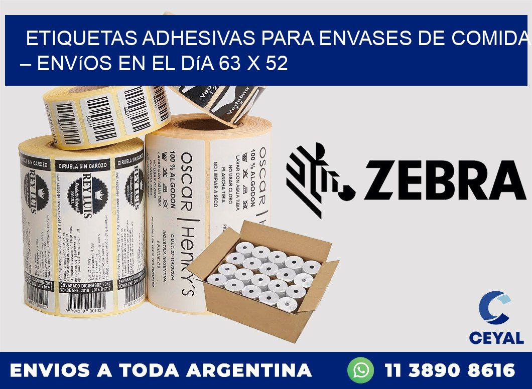 Etiquetas adhesivas para envases de comida – Envíos en el día 63 x 52