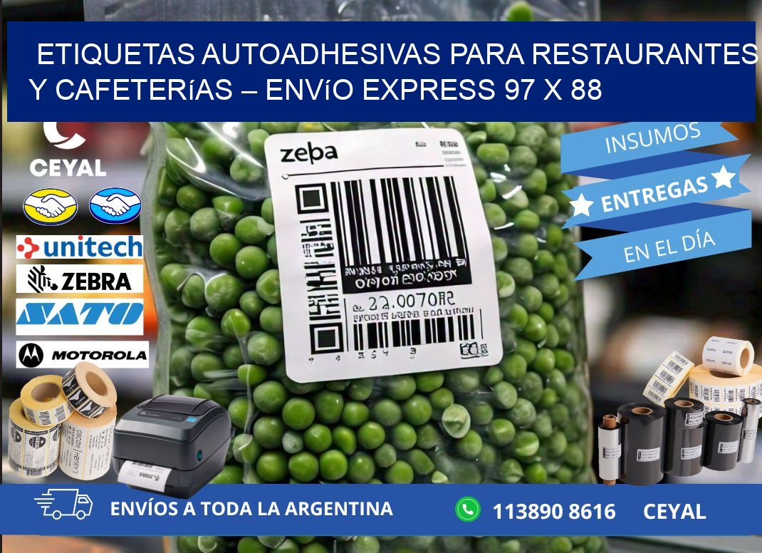 Etiquetas autoadhesivas para restaurantes y cafeterías – Envío express 97 x 88