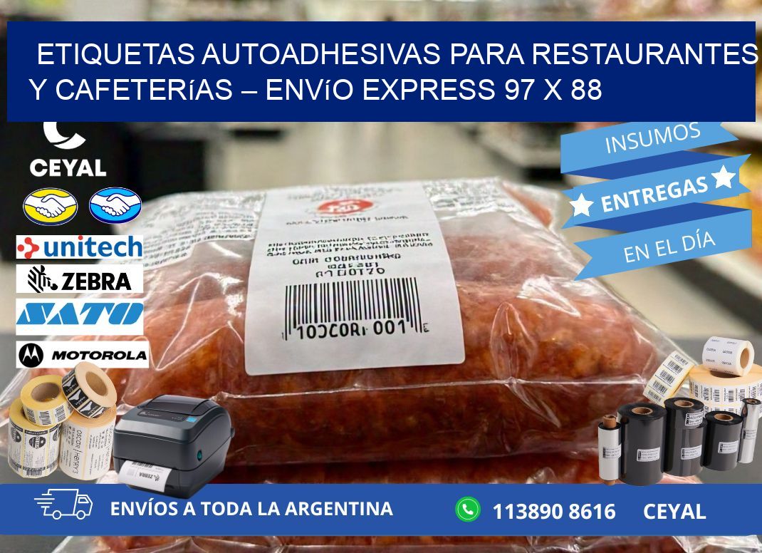 Etiquetas autoadhesivas para restaurantes y cafeterías – Envío express 97 x 88