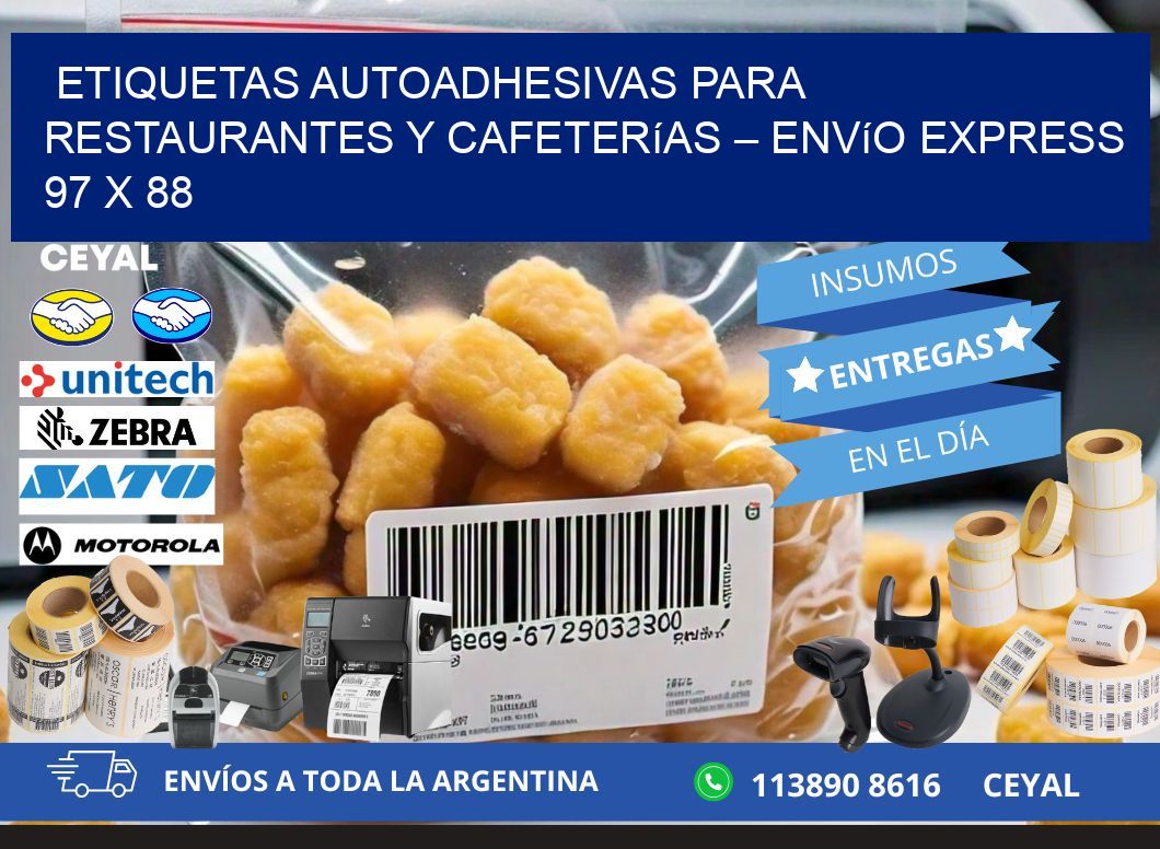 Etiquetas autoadhesivas para restaurantes y cafeterías – Envío express 97 x 88