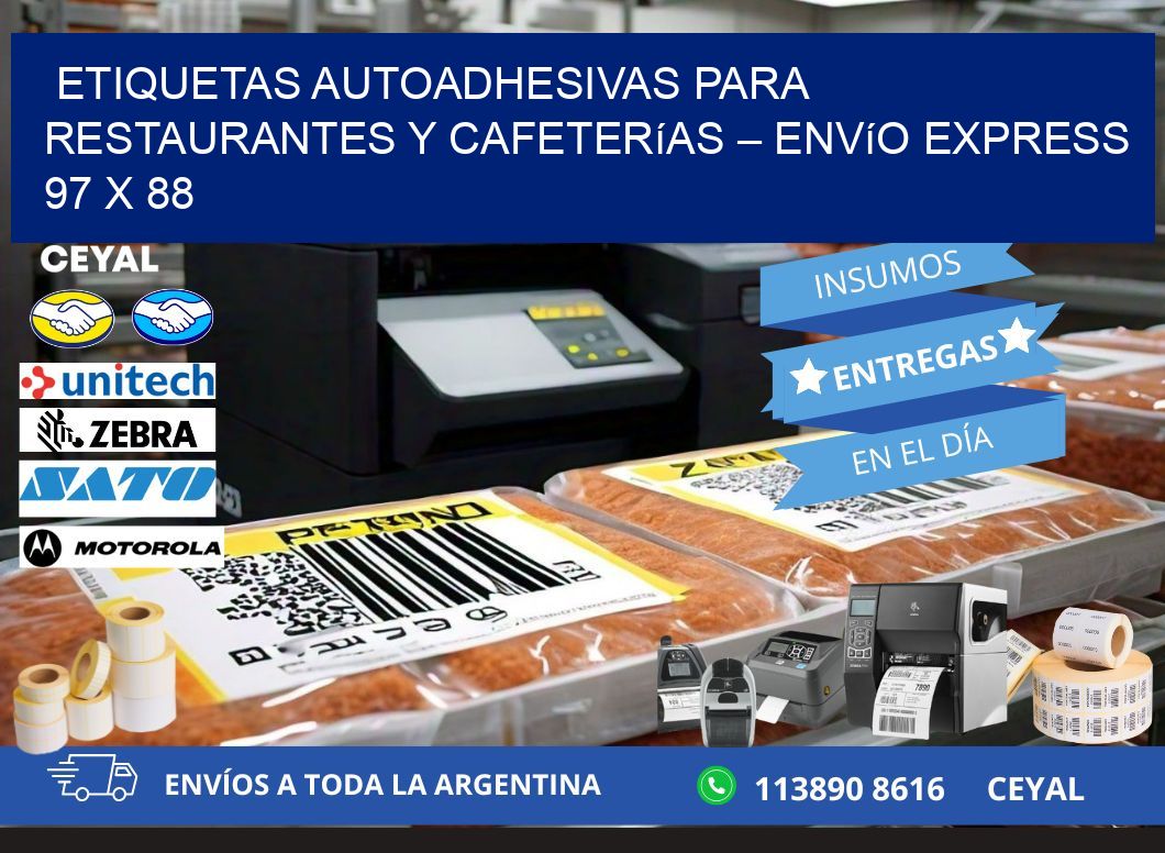 Etiquetas autoadhesivas para restaurantes y cafeterías – Envío express 97 x 88