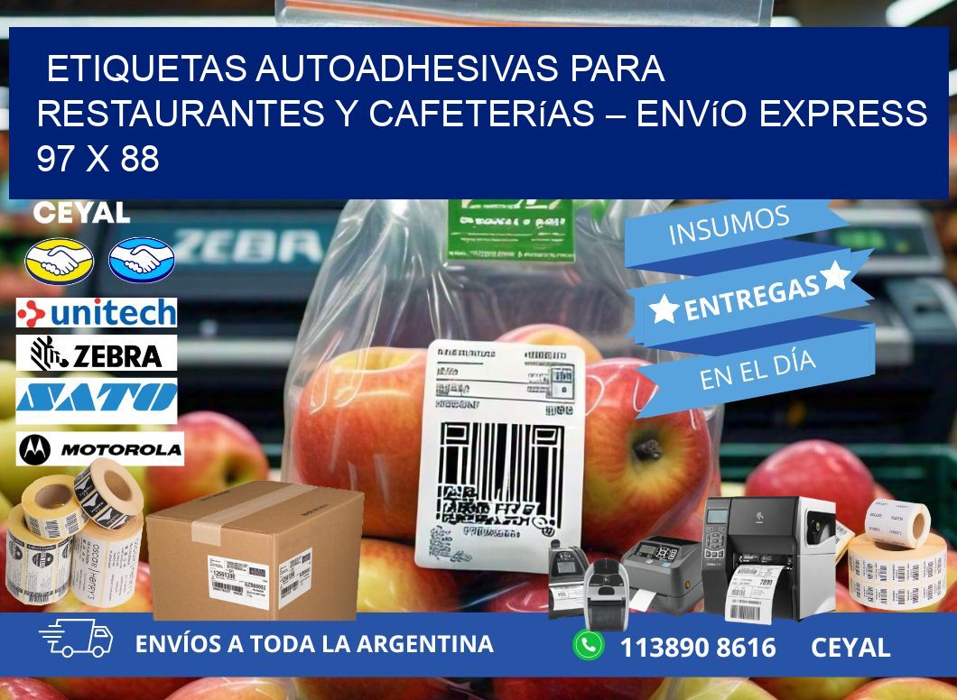 Etiquetas autoadhesivas para restaurantes y cafeterías – Envío express 97 x 88