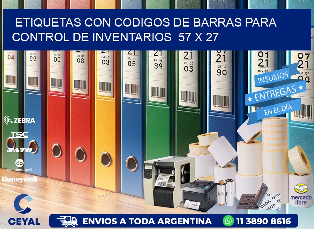 Etiquetas con Codigos de Barras para Control de Inventarios  57 x 27