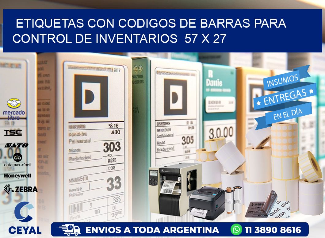 Etiquetas con Codigos de Barras para Control de Inventarios  57 x 27