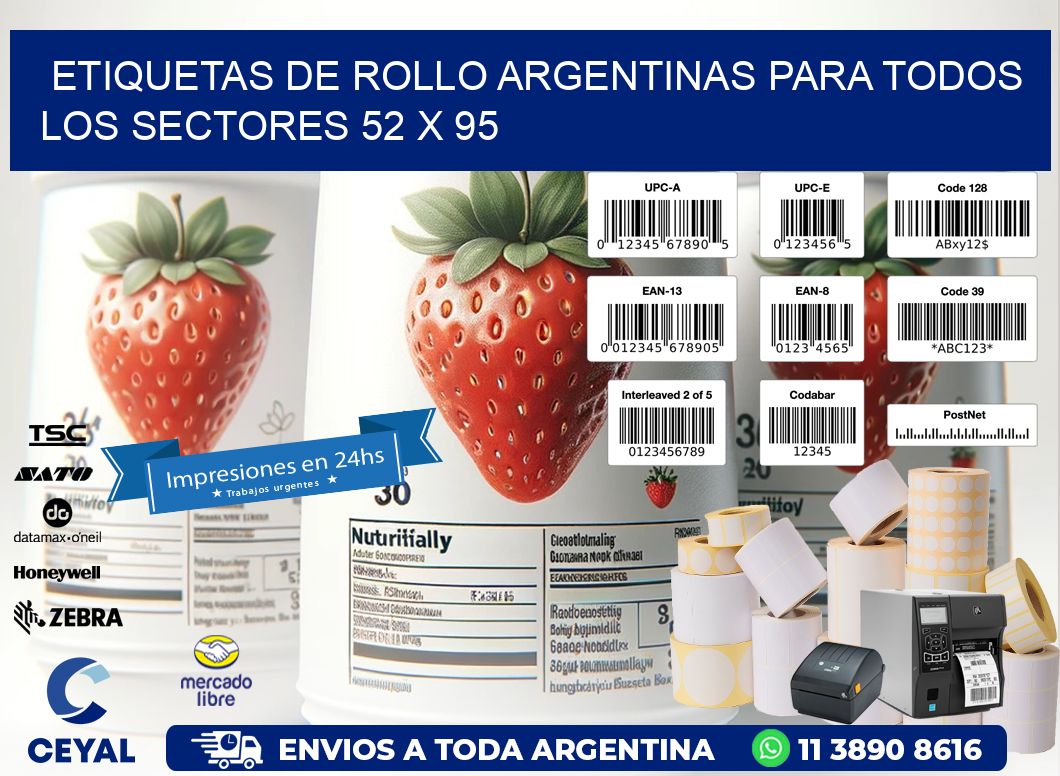 Etiquetas de Rollo Argentinas para Todos los Sectores 52 x 95