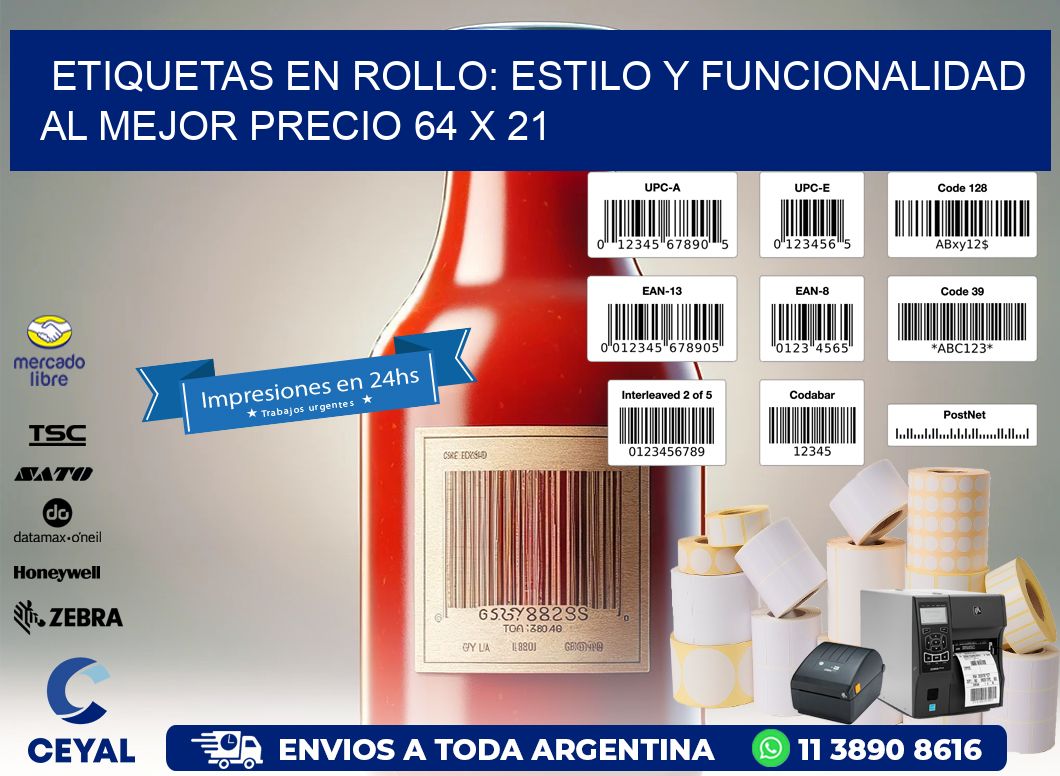 Etiquetas en Rollo: Estilo y Funcionalidad al Mejor Precio 64 x 21