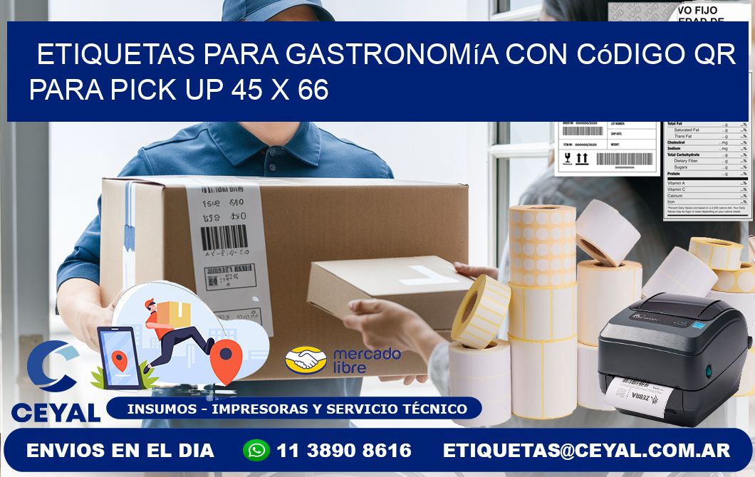 Etiquetas para gastronomía con código QR para pick up 45 x 66