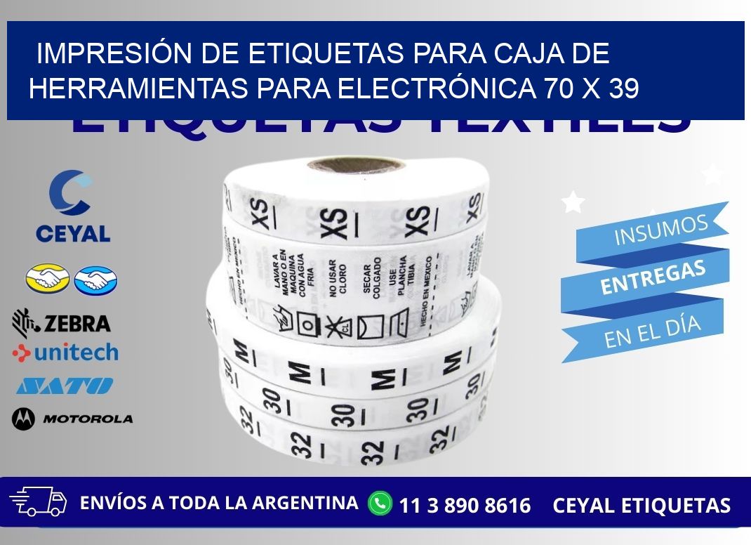 IMPRESIÓN DE ETIQUETAS PARA CAJA DE HERRAMIENTAS PARA ELECTRÓNICA 70 x 39