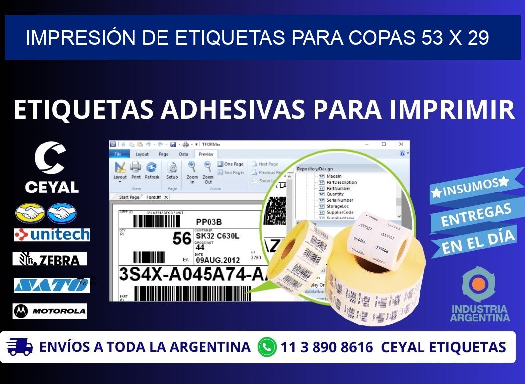 IMPRESIÓN DE ETIQUETAS PARA COPAS 53 x 29