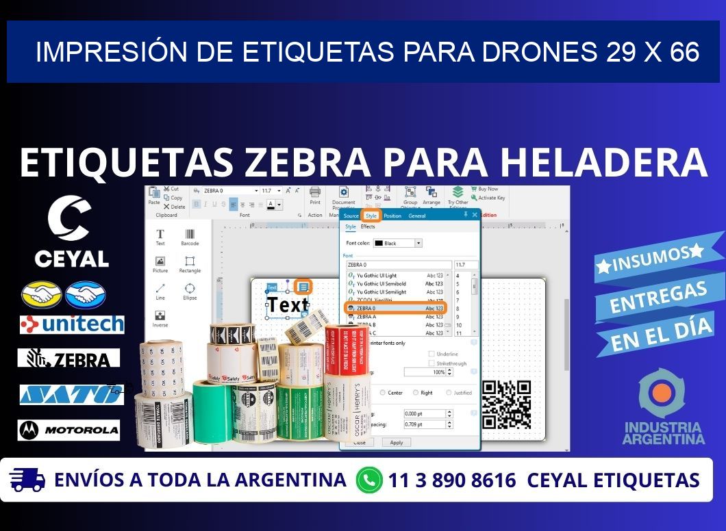 IMPRESIÓN DE ETIQUETAS PARA DRONES 29 x 66