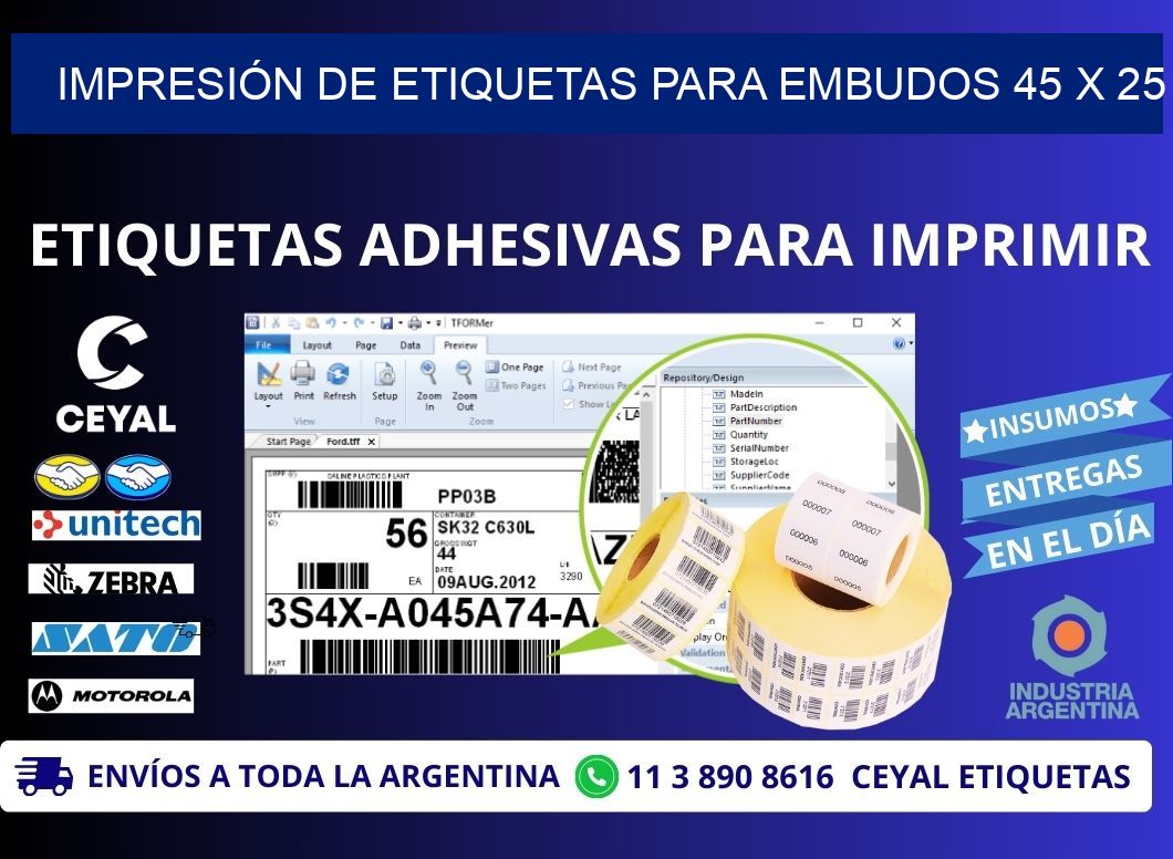 IMPRESIÓN DE ETIQUETAS PARA EMBUDOS 45 x 25