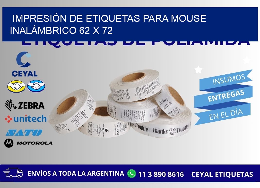 IMPRESIÓN DE ETIQUETAS PARA MOUSE INALÁMBRICO 62 x 72