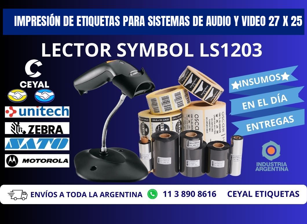 IMPRESIÓN DE ETIQUETAS PARA SISTEMAS DE AUDIO Y VIDEO 27 x 25