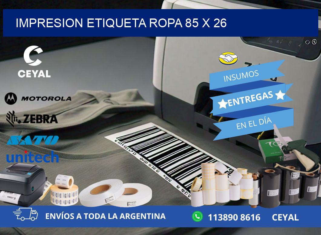 IMPRESION ETIQUETA ROPA 85 x 26