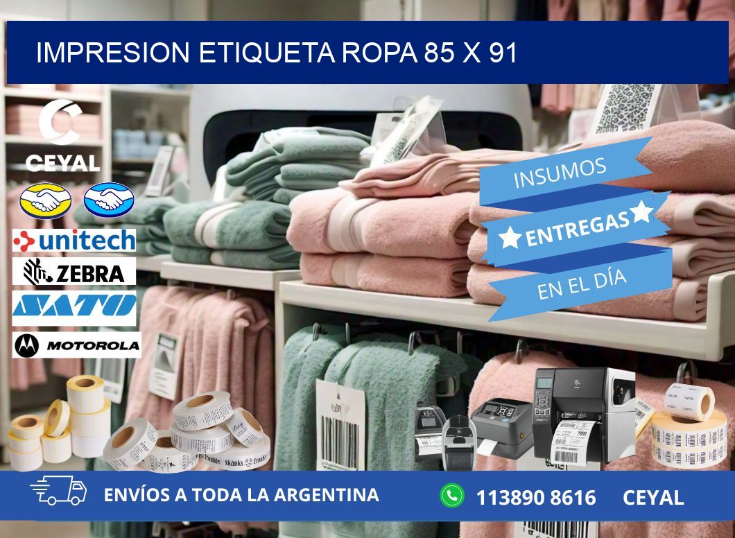 IMPRESION ETIQUETA ROPA 85 x 91