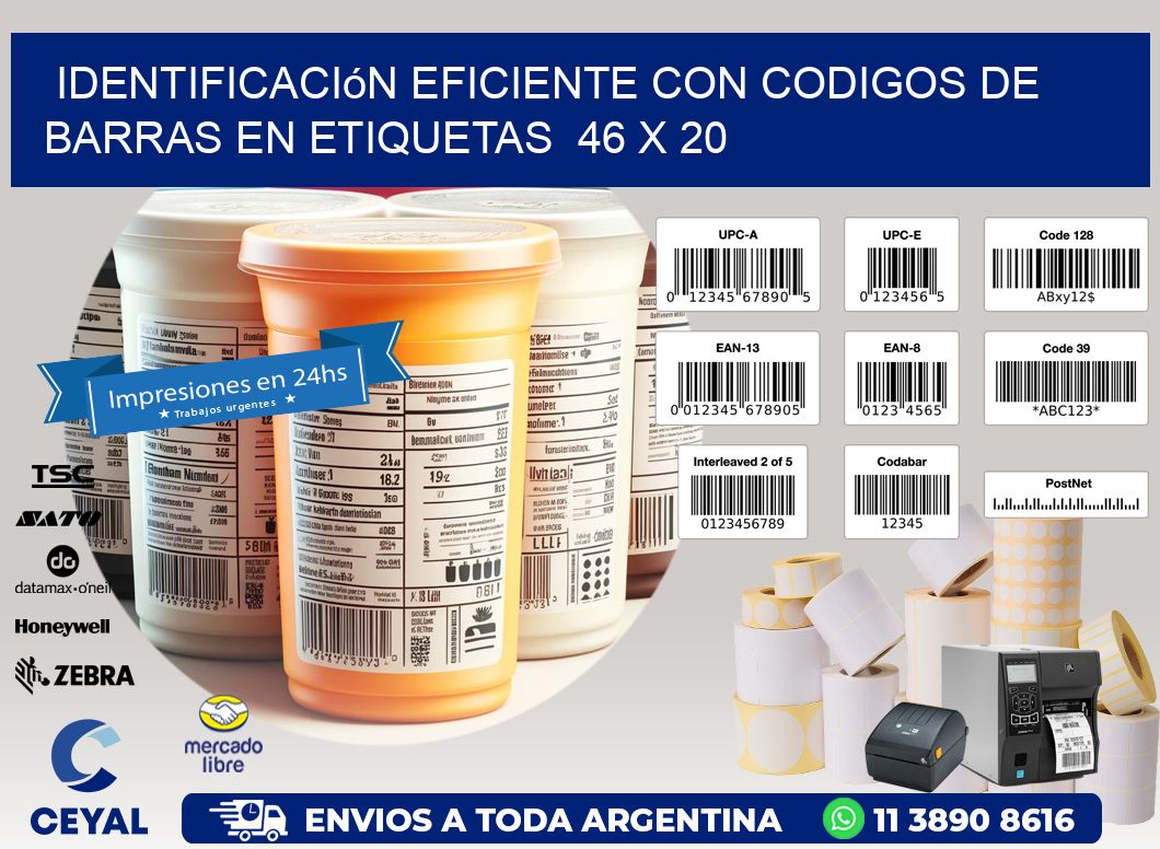 Identificación Eficiente con Codigos de Barras en Etiquetas  46 x 20