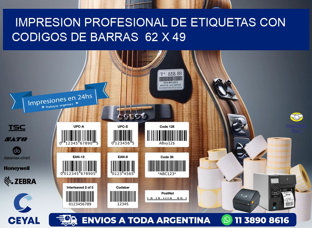 Impresion Profesional de Etiquetas con Codigos de Barras  62 x 49