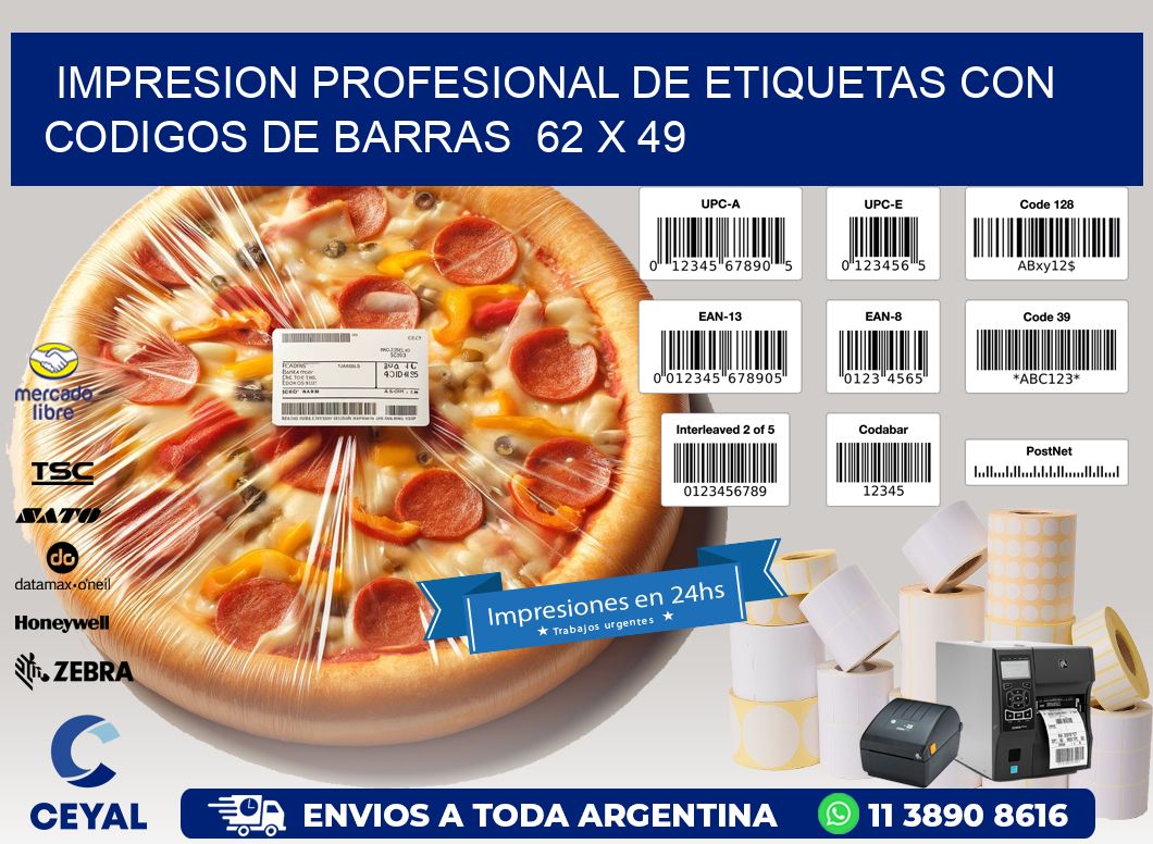 Impresion Profesional de Etiquetas con Codigos de Barras  62 x 49