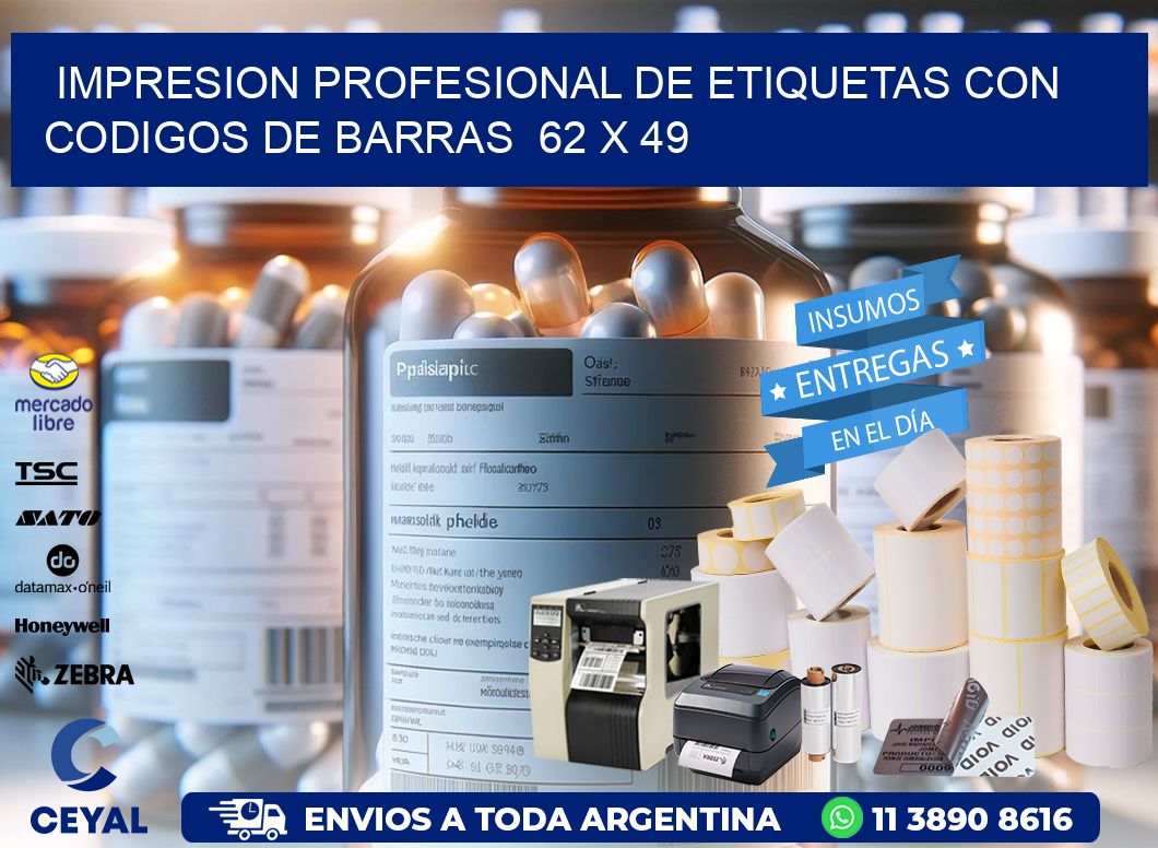 Impresion Profesional de Etiquetas con Codigos de Barras  62 x 49