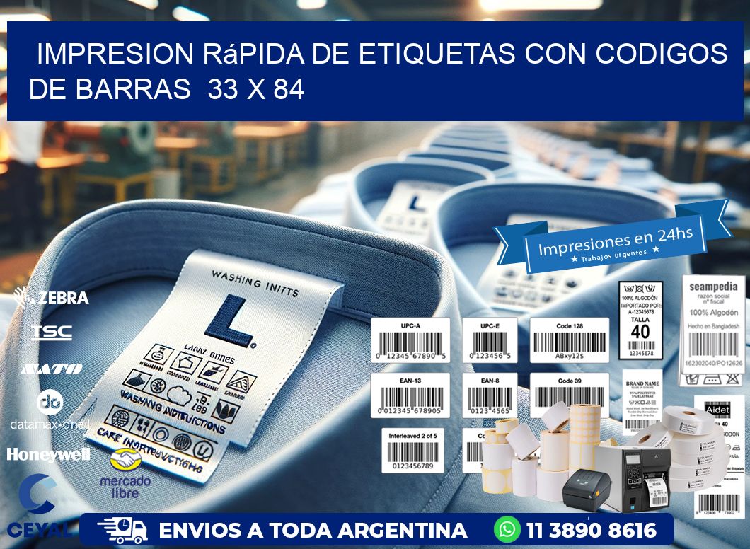 Impresion Rápida de Etiquetas con Codigos de Barras  33 x 84