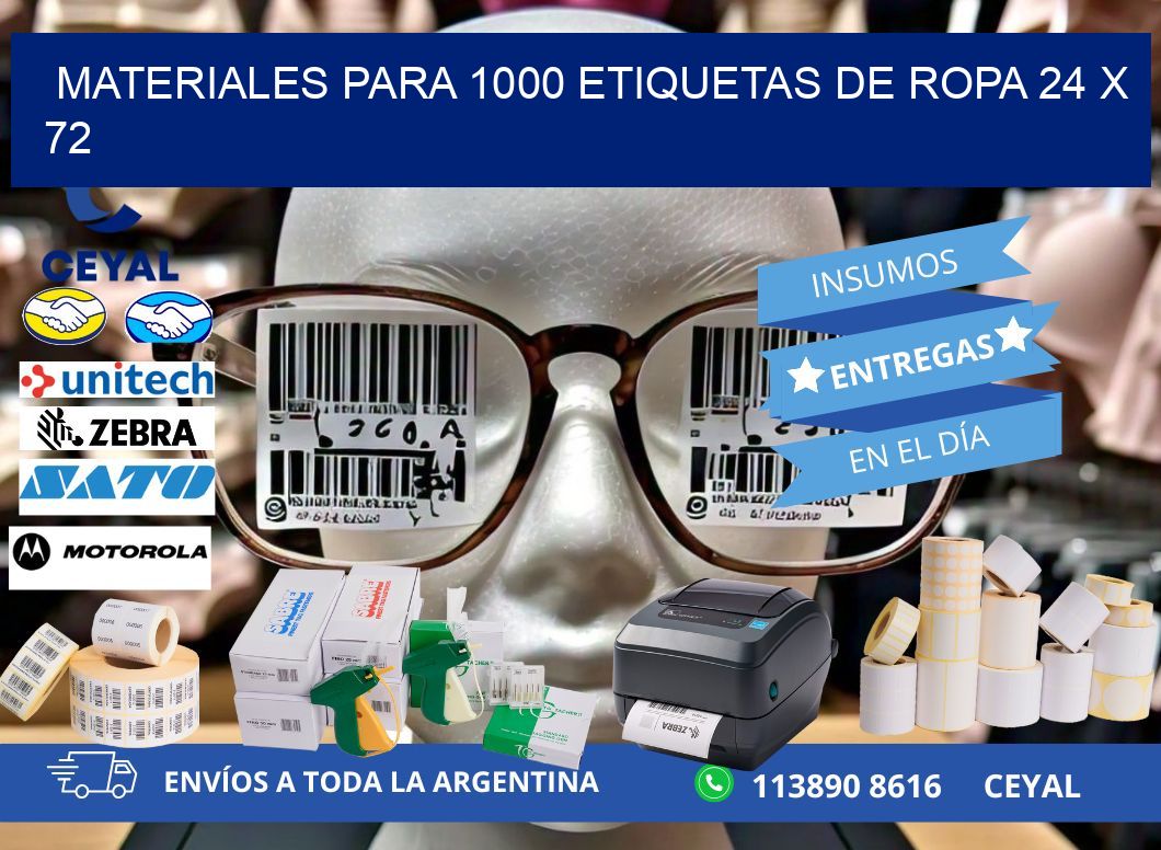 MATERIALES PARA 1000 ETIQUETAS DE ROPA 24 x 72